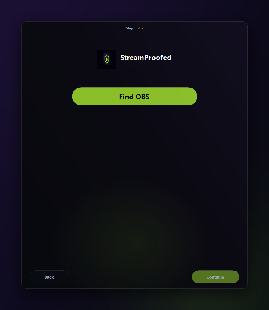 StreamProofed Configurator step 1: Find OBS