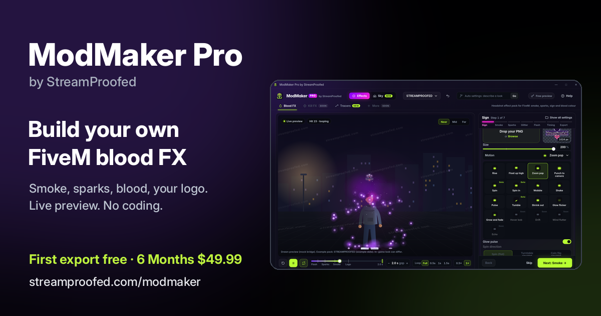 ModMaker Pro: Build Your Own FiveM Blood FX | StreamProofed